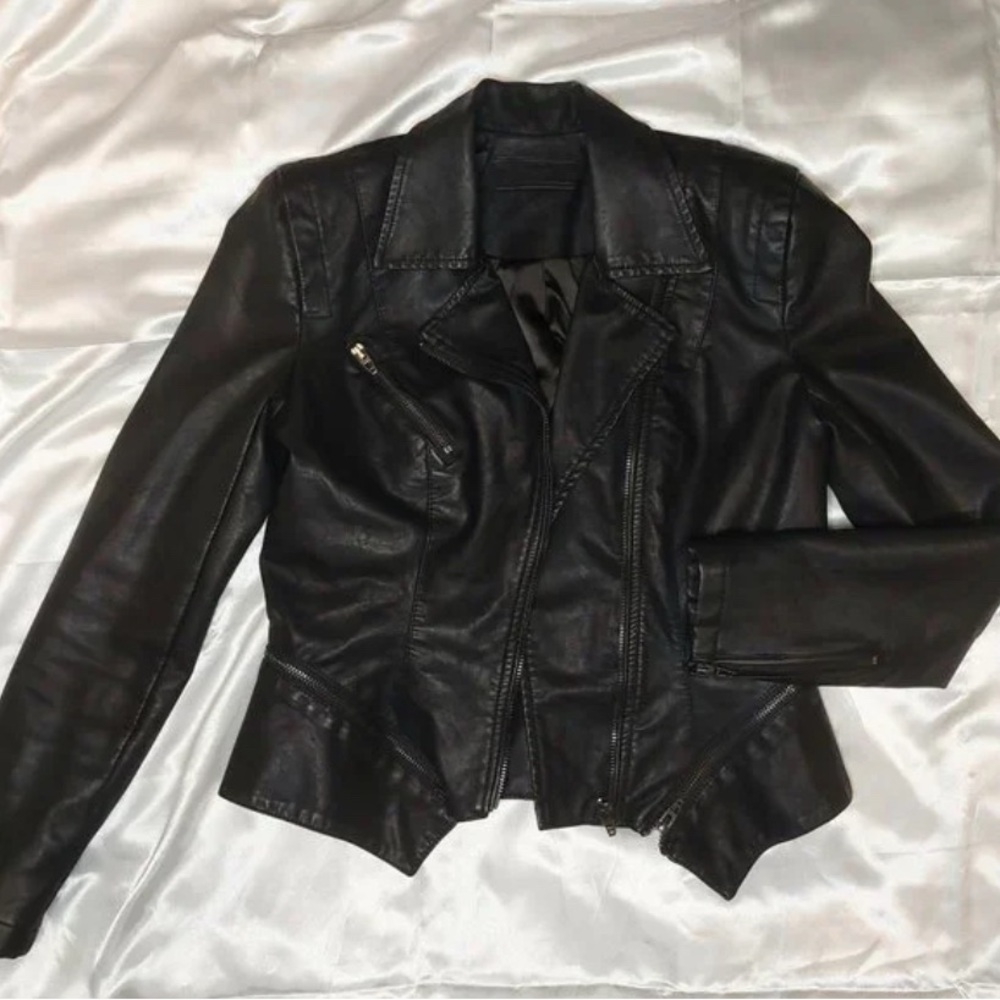 Black Faux Leather Jacket Size L